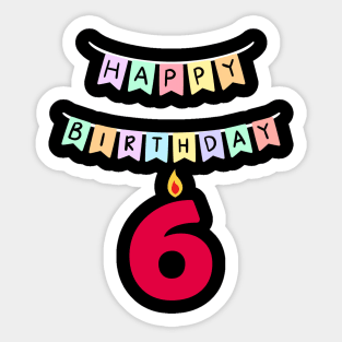 6 six birthday Sticker